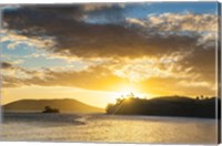 Framed Sunset over the beach, Nacula Island, Yasawa, Fiji