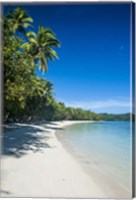 Framed White sand beach and water at the Nanuya Lailai island, the blue lagoon, Fiji