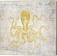 Framed Octopus Geometric Gold