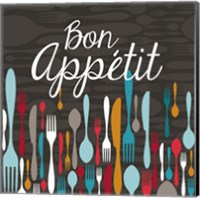 Framed Bon Appetit Cutlery Grey