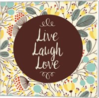 Framed Live Laugh Love Retro Floral White