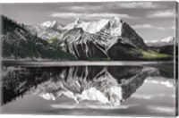 Framed Kananaskis Lake Reflection BW with Color
