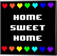 Framed Home Sweet Home -  Black with Pixel Hearts