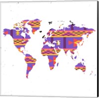 Framed World Map Tribal