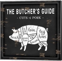 Framed Butcher's Guide Pig