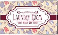 Framed Laundry Room Sign Yellow Pattern