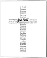 Framed Names of Jesus Cross Silhouette White