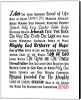 Framed Names of Jesus Rectangle Black and Red Text