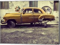 Framed Old Car & Cat
