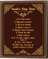Framed God's Top Ten Brown and Gold Design