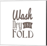 Framed Wash Dry And Fold Brown Text