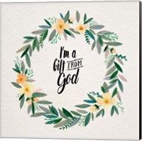 Framed I'm A Gift From God Yellow Flower Wreath