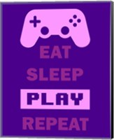 Framed Eat Sleep Game Repeat  - Purple