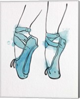 Framed Ballet Shoes En Pointe Blue Watercolor Part I