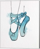 Framed Ballet Shoes En Pointe Blue Watercolor Part III