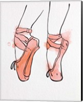 Framed Ballet Shoes En Pointe Orange Watercolor Part I