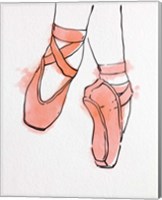 Framed Ballet Shoes En Pointe Orange Watercolor Part II