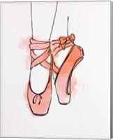 Framed Ballet Shoes En Pointe Orange Watercolor Part III