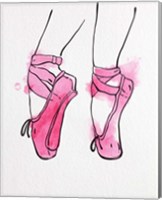 Framed Ballet Shoes En Pointe Pink Watercolor Part I