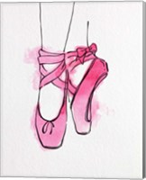 Framed Ballet Shoes En Pointe Pink Watercolor Part III