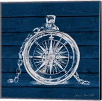 Framed Compass on Blue Wood