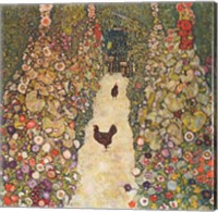 Framed Garden Path with Chickens, 1916