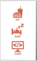 Framed Eat Sleep Code - Orange Icons