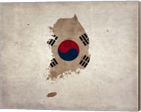 Framed Map with Flag Overlay South Korea