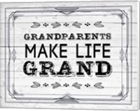 Framed Grandparents Make Life Grand - Painted Wood Background