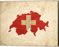 Framed Map with Flag Overlay Switzerland