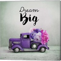 Framed Dream Big - Purple Truck and Flowers