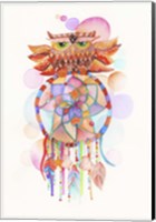 Framed Watercolor Owl Dream Catcher