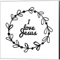 Framed I Love Jesus - Wreath Doodle White