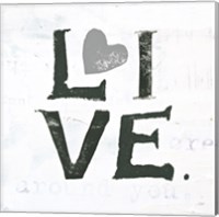 Framed 'Live Gray Heart' border=
