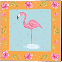 Framed 'Flamingo Dance IV' border=