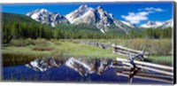 Framed McGown Peak Reflected on a Lake, Sawtooth Mountains, Idaho