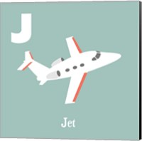 Framed 'Transportation Alphabet - J is for Jet' border=