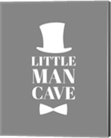 Framed Little Man Cave Top Hat and Bow Tie - Gray