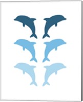 Framed Leaping Dolphins - Blue