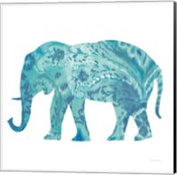 Framed 'Boho Teal Elephant II' border=