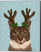 Framed Calico Cat and Antlers