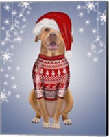 Framed Pitbull in Christmas Sweater