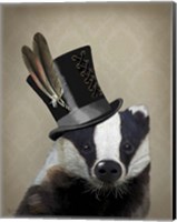 Framed Steampunk Badger in Top Hat