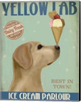Framed Yellow Labrador Ice Cream