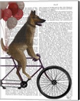 Framed German Shepherd on Bicycle