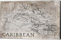 Framed Carribean Map White