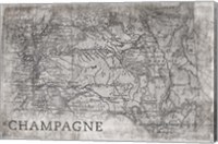 Framed Champagne Map White