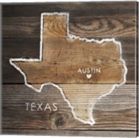 Framed Texas Rustic Map