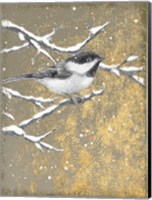 Framed Winter Birds Chicadee Neutral