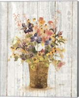 Framed 'Wild Flowers in Vase II on Barn Board' border=
